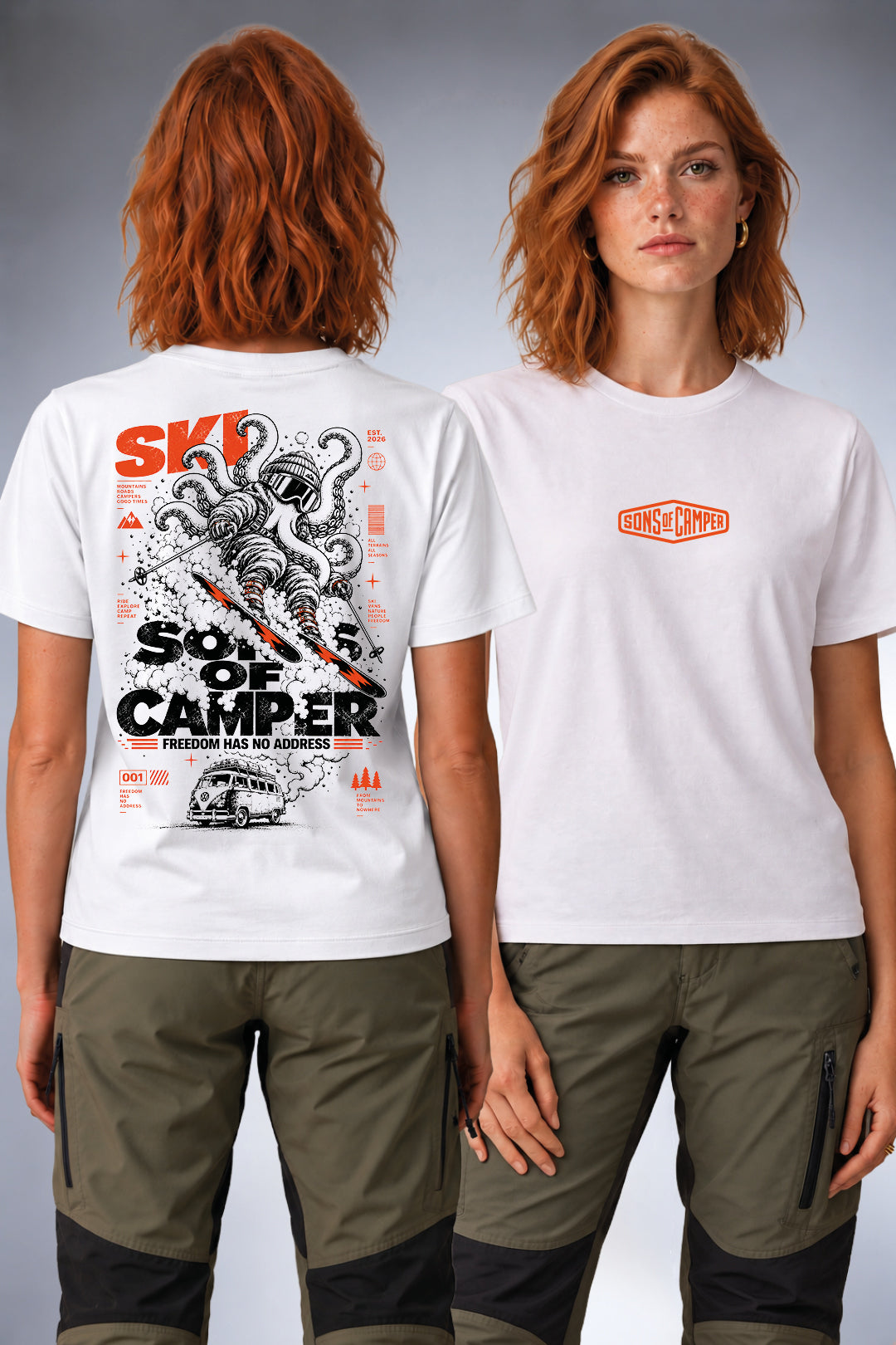 Camiseta Ski Sons of Camper color Blanco, vista mujer
