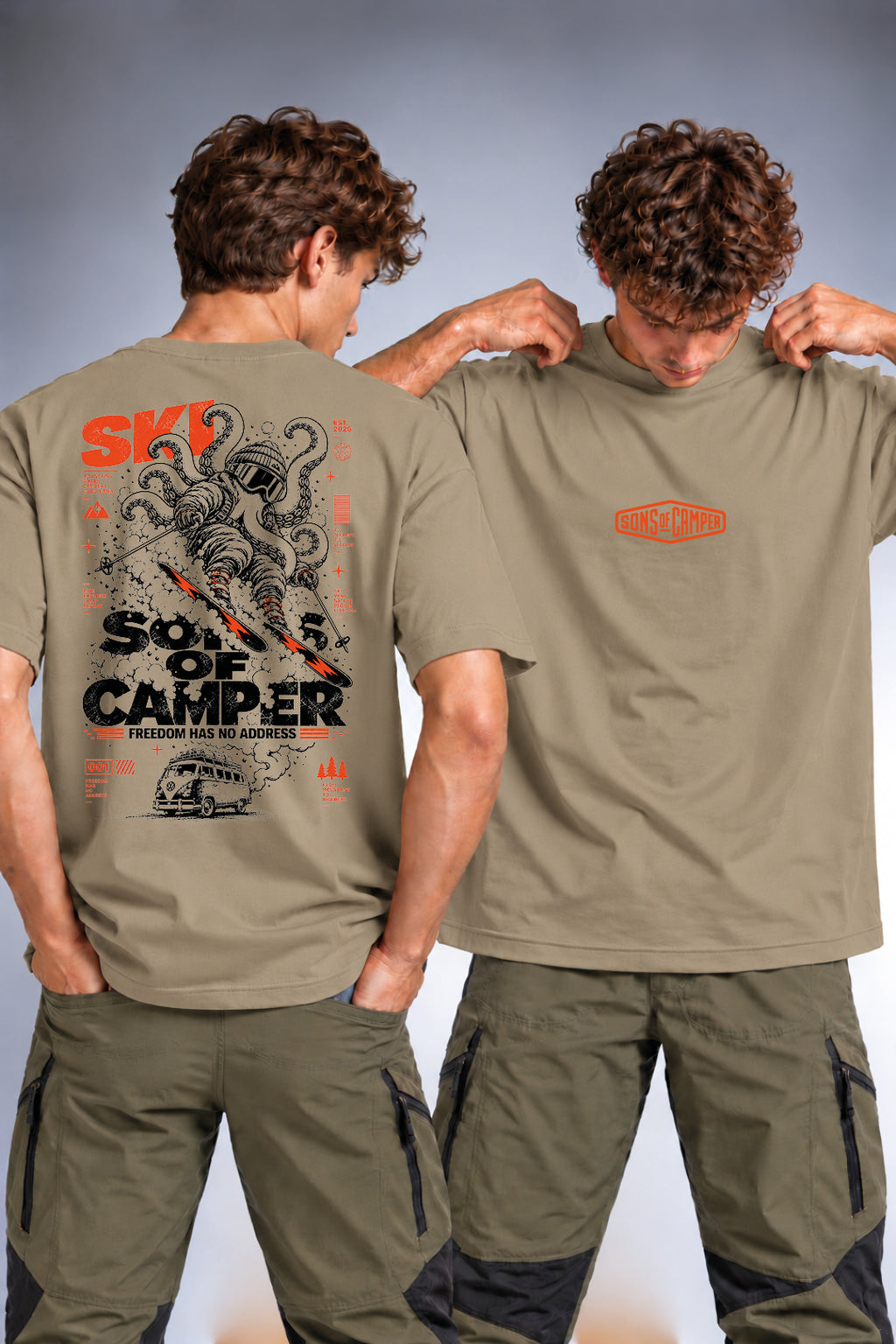 Camiseta Ski Sons of Camper color Caqui, vista hombre