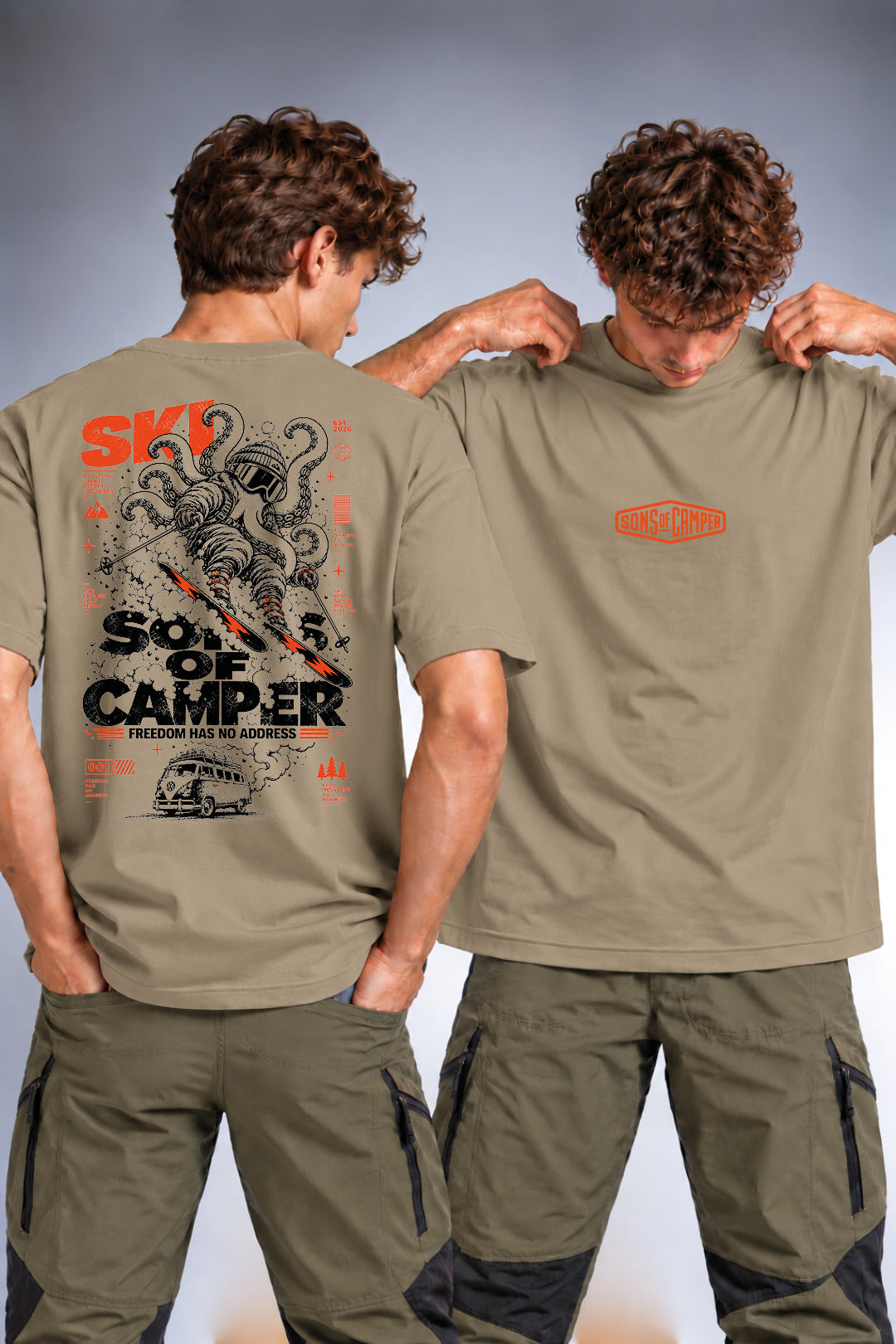 Camiseta Ski Sons of Camper color Caqui, vista hombre