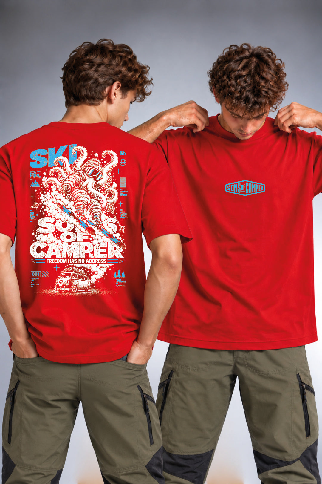 Camiseta Ski Sons of Camper color Rojo, vista hombre