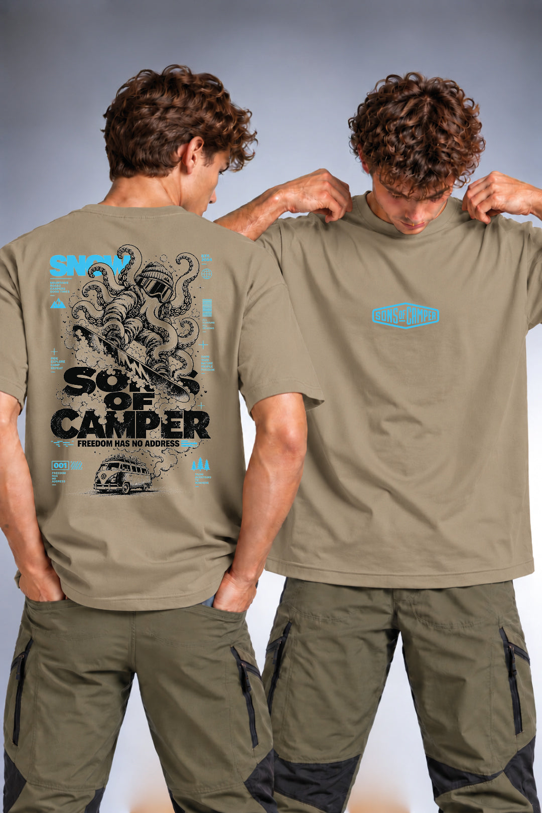 Camiseta Snow Sons of Camper color Caqui, vista hombre