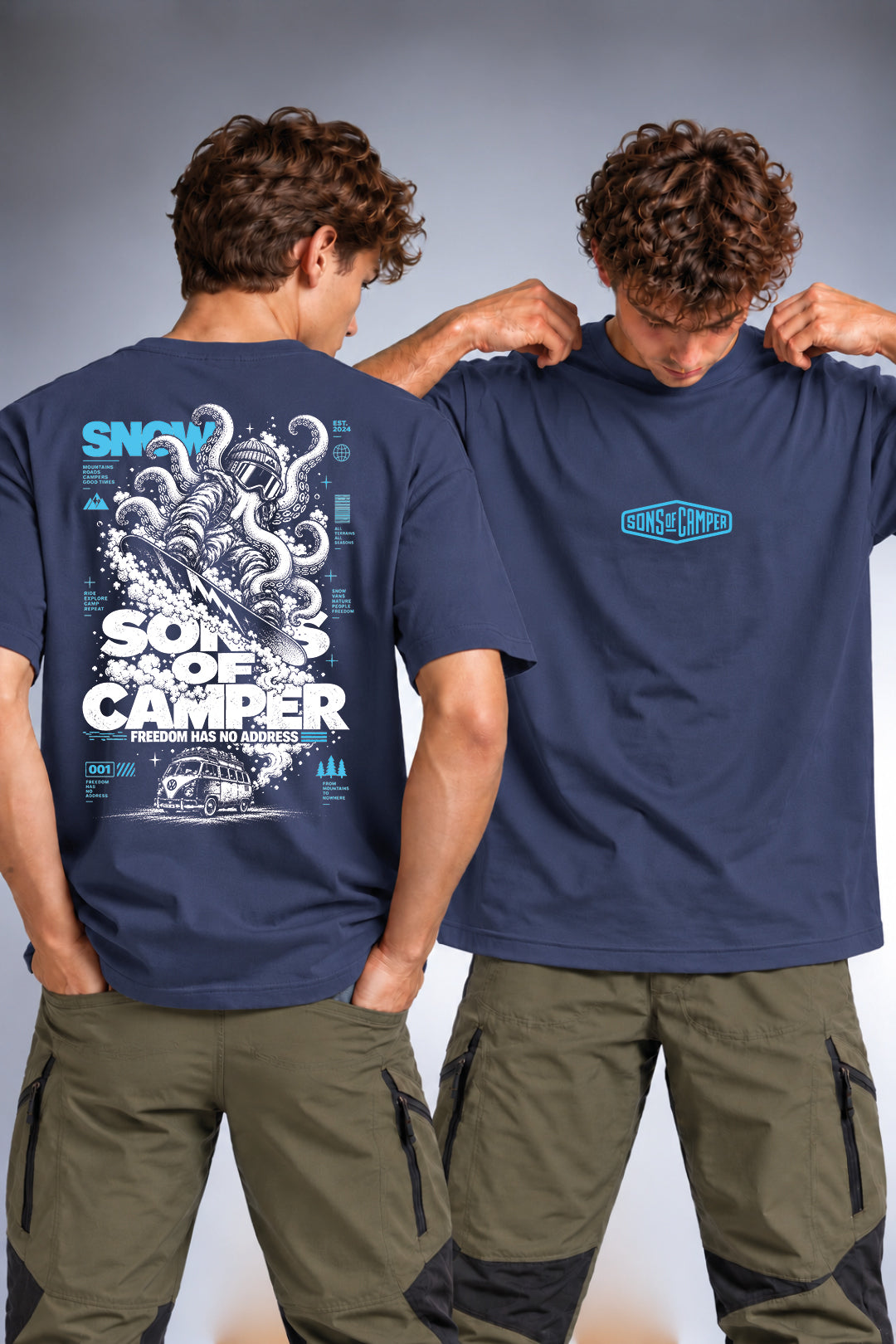 Camiseta Snow Sons of Camper color Navy, vista hombre
