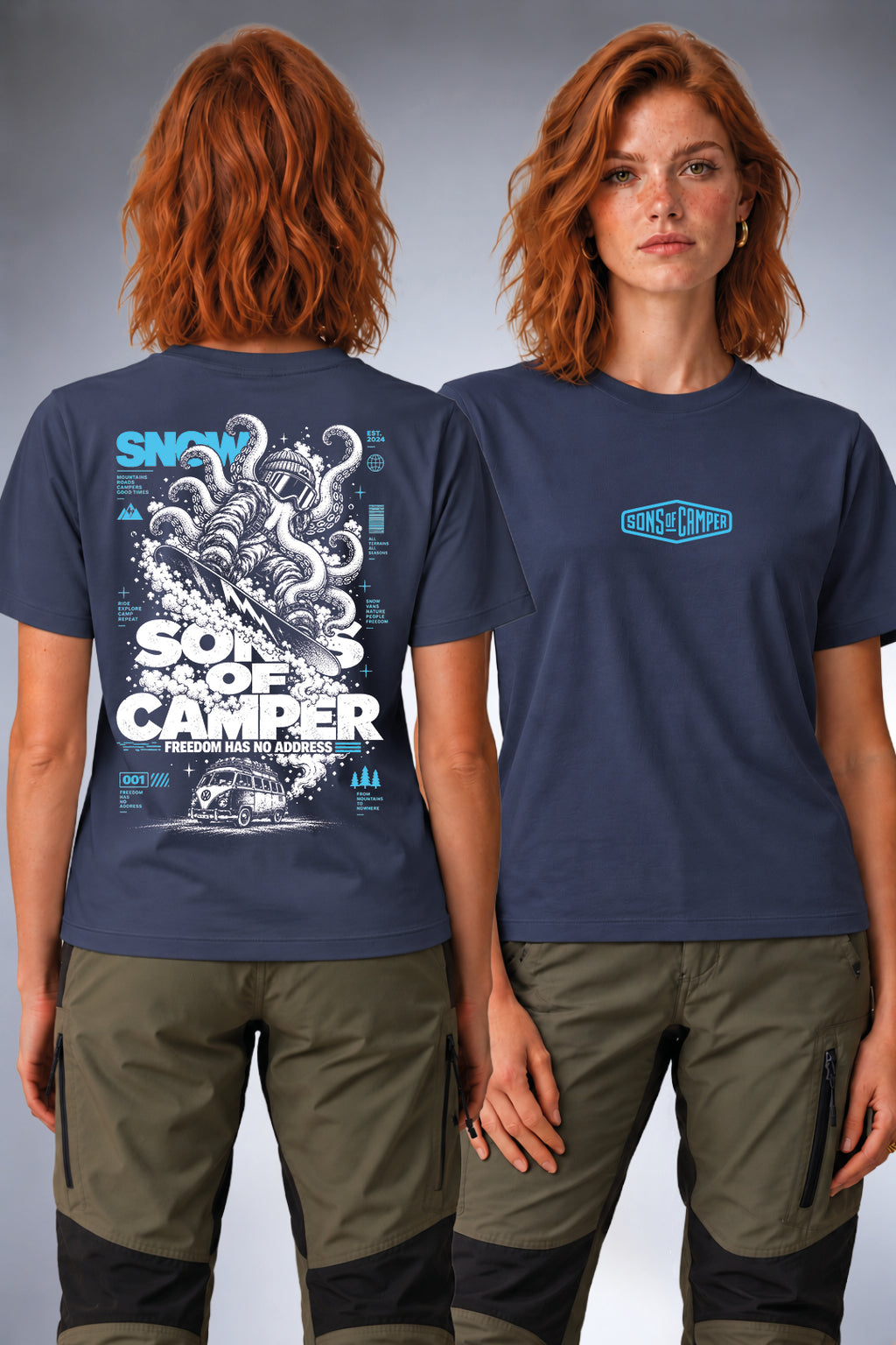 Camiseta Snow Sons of Camper color Navy, vista mujer