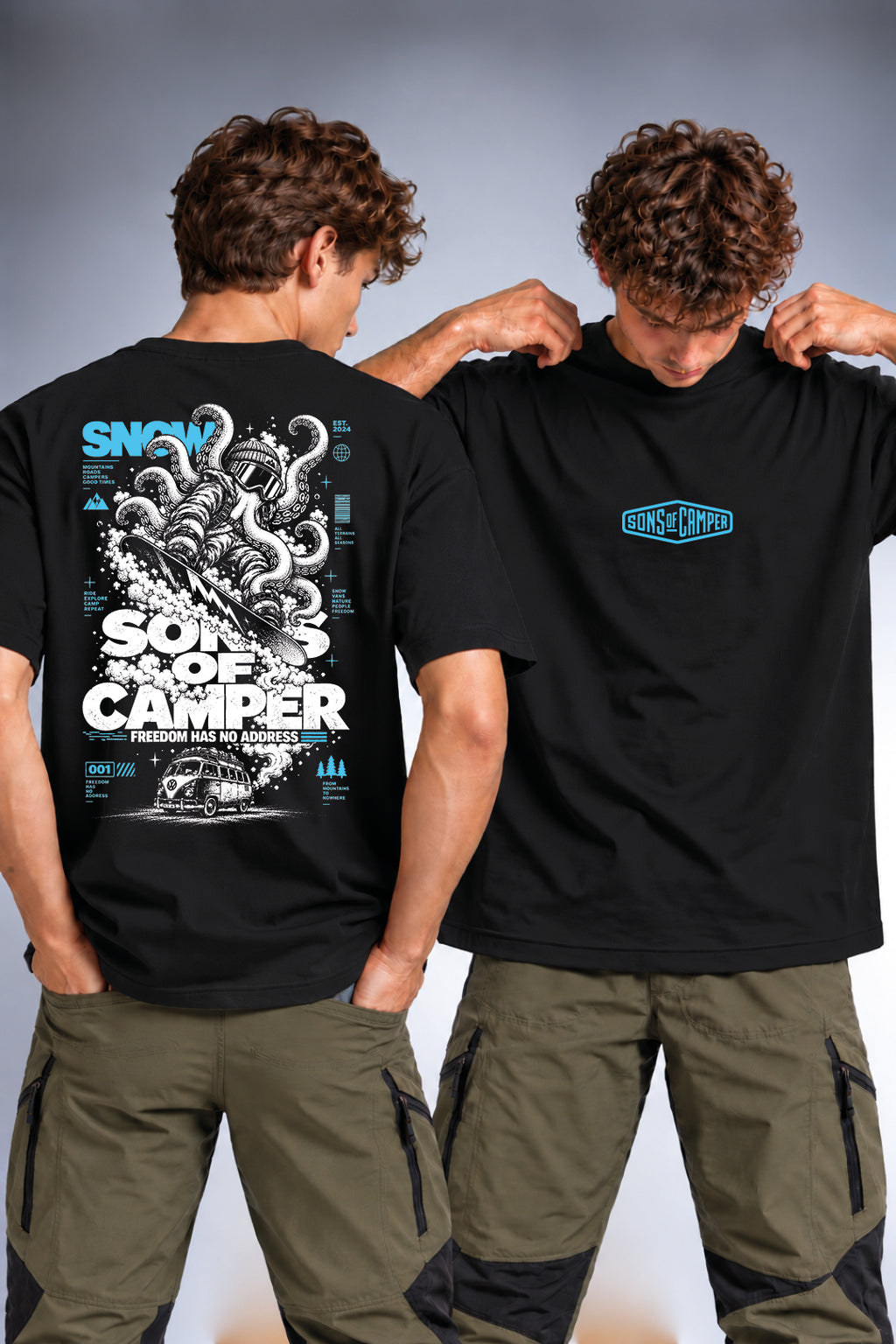 Camiseta Snow Sons of Camper color Negro, vista hombre