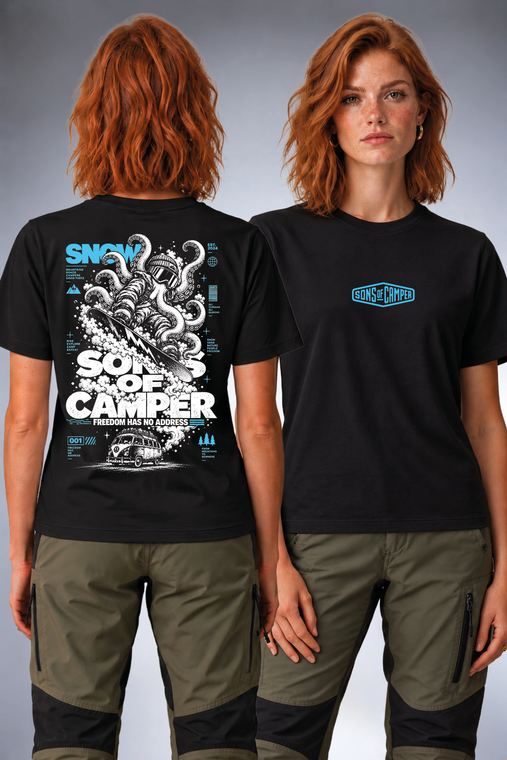 Camiseta Snow Sons of Camper color Negro, vista mujer
