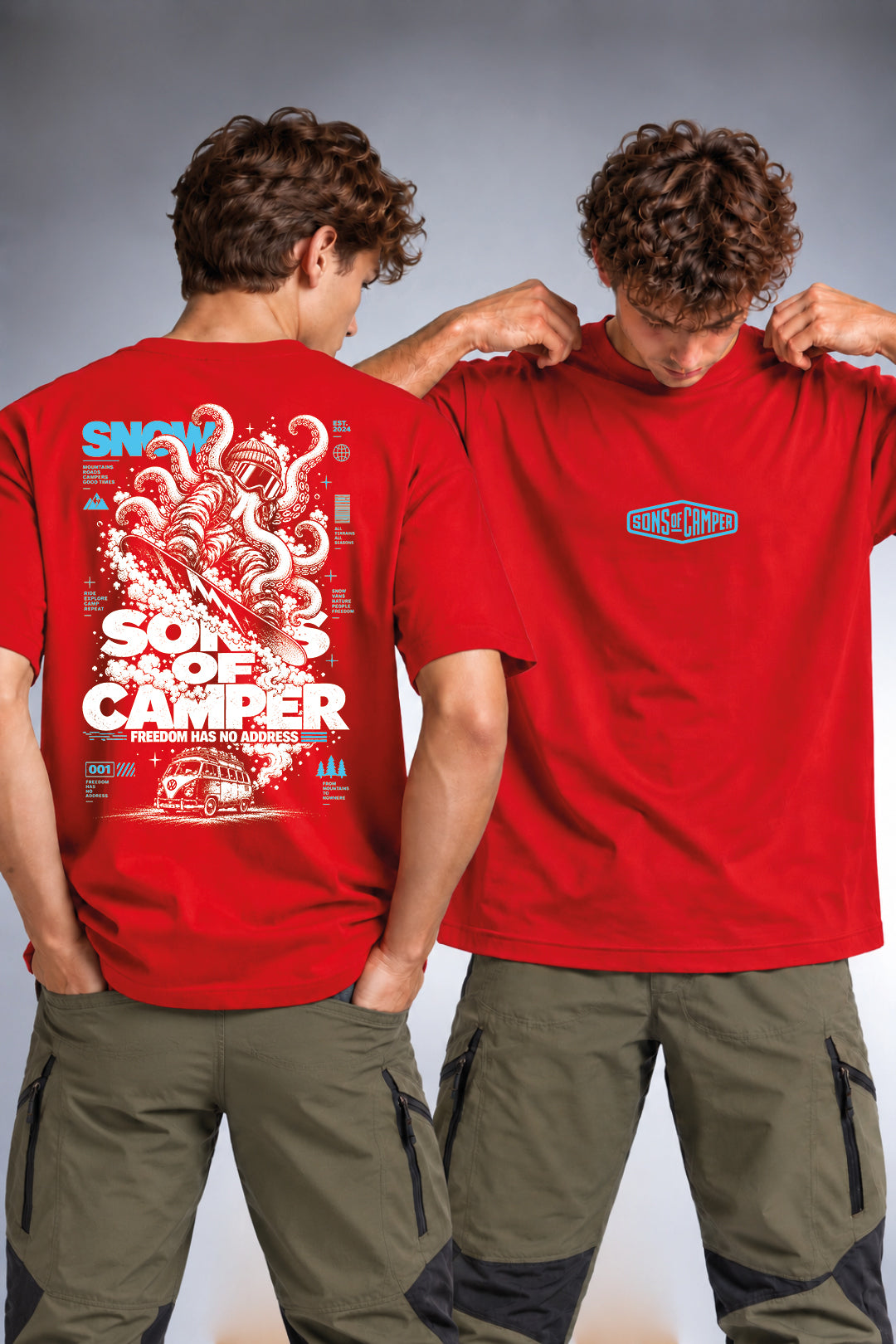 Camiseta Snow Sons of Camper color Rojo, vista hombre
