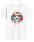 Camiseta Love Camper Bulli Dúo con ilustración de pareja de furgonetas en color Blanco