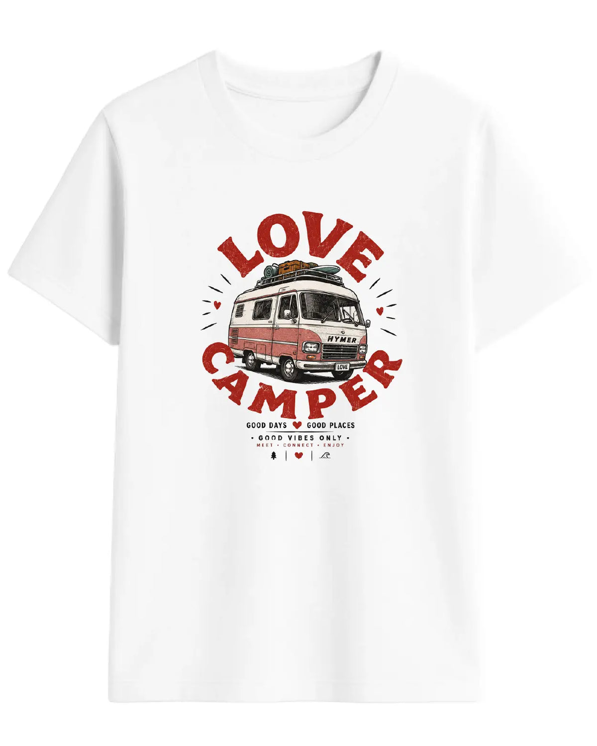 Camiseta Love Camper Hymer Classic con ilustración de autocaravana en color Blanco