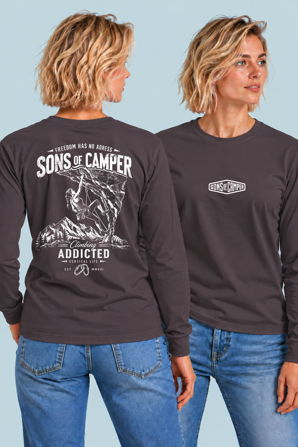 Camiseta manga larga Addicted Sons of Camper color Antracita, vista mujer