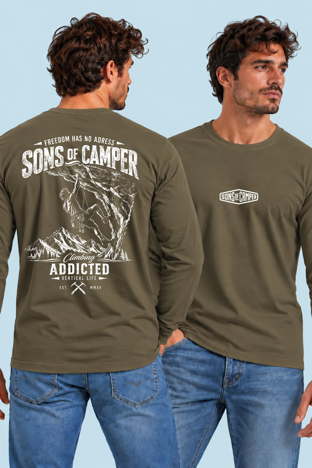 Camiseta manga larga Addicted Sons of Camper color Caqui, vista hombre