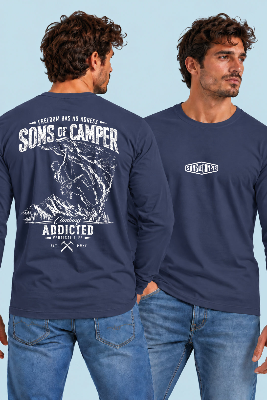 Camiseta manga larga Addicted Sons of Camper color Navy, vista hombre