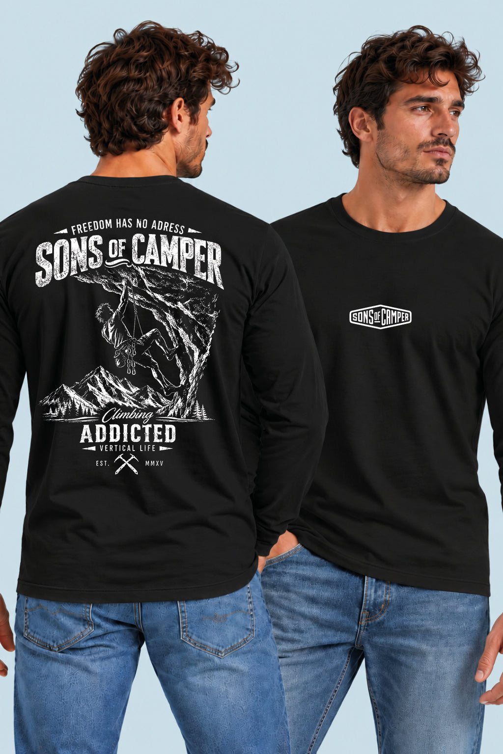 Camiseta manga larga Addicted Sons of Camper color Negro, vista hombre