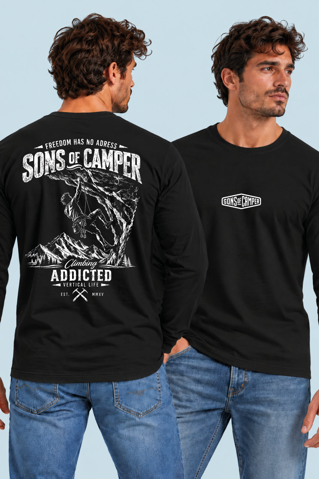 Camiseta manga larga Addicted Sons of Camper color Negro, vista hombre