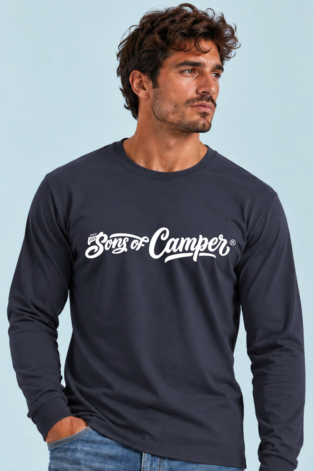Camiseta manga larga Basic Sons of Camper color Navy, vista hombre