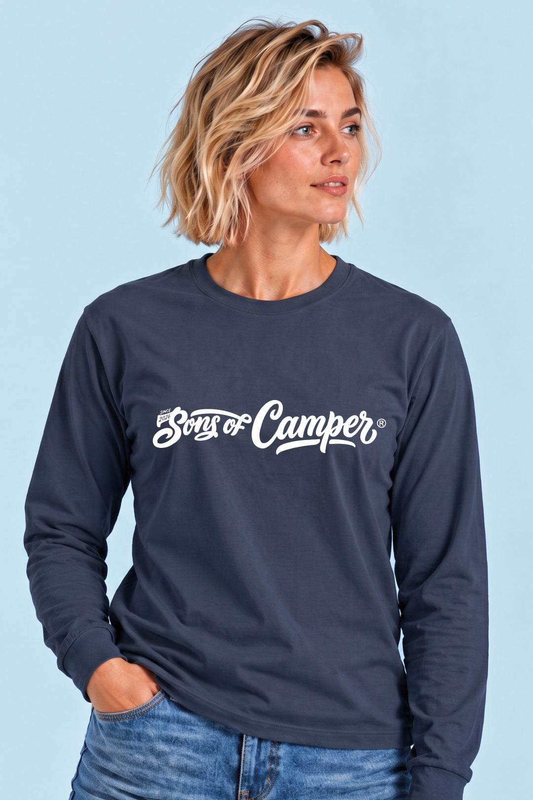 Camiseta manga larga Basic Sons of Camper color Navy, vista mujer