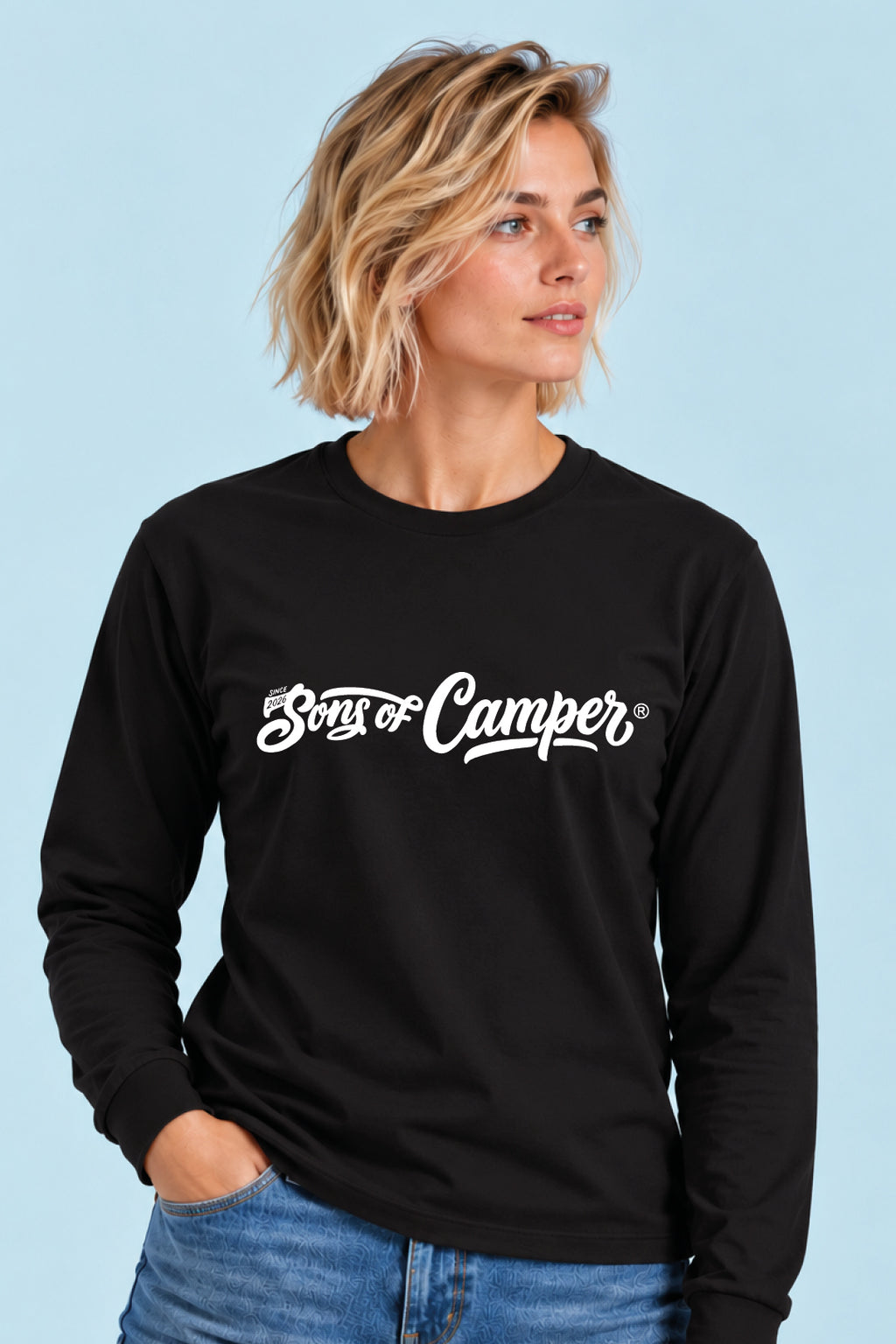 Camiseta manga larga Basic Sons of Camper color Negro, vista mujer