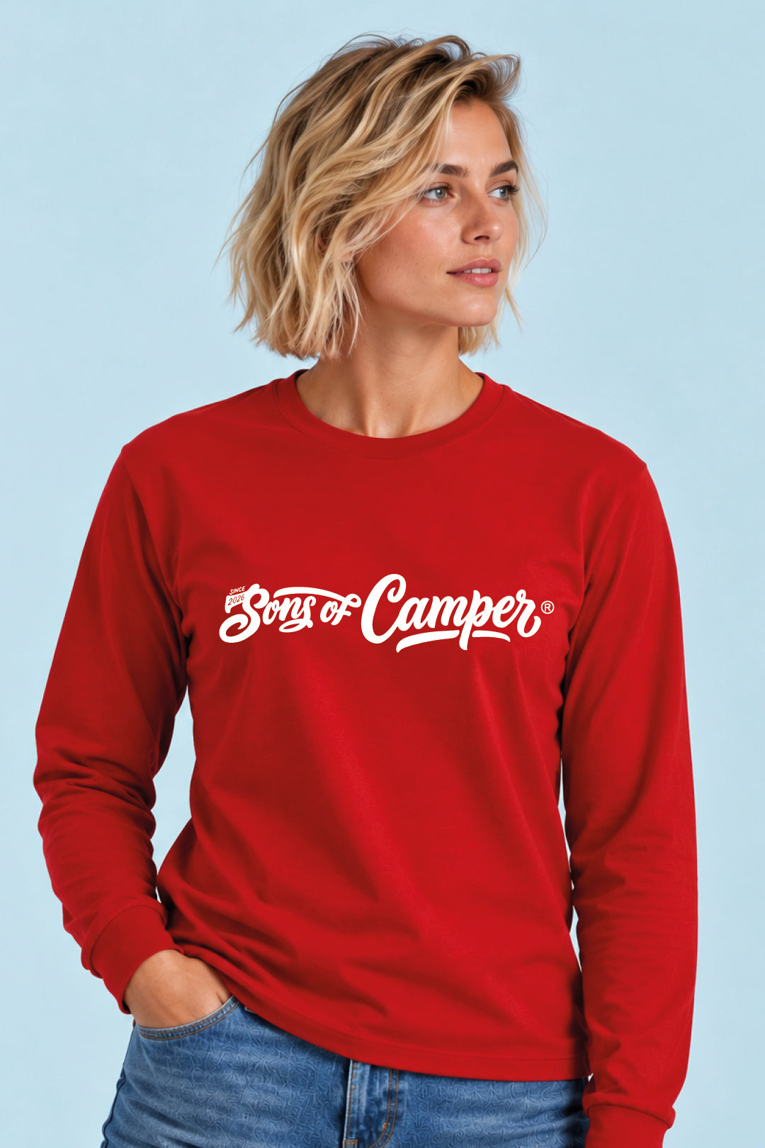 Camiseta manga larga Basic Sons of Camper color Rojo, vista mujer