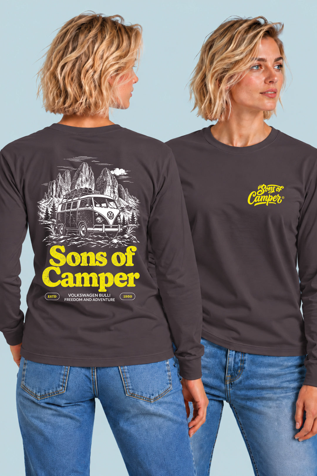 Camiseta manga larga Bulli Sons of Camper color Antracita, vista mujer