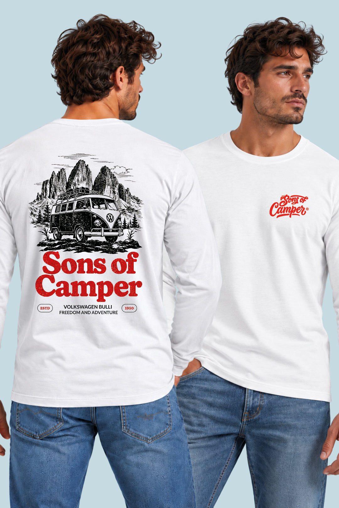Camiseta manga larga Bulli Sons of Camper color Blanco, vista hombre