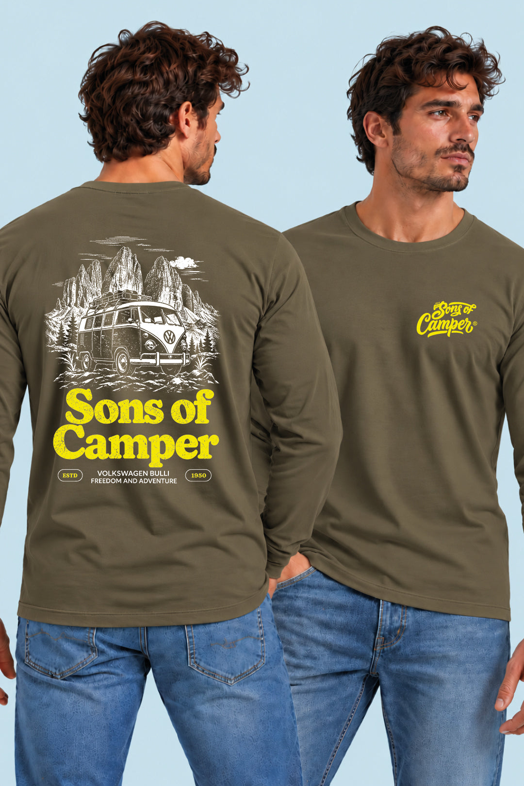 Camiseta manga larga Bulli Sons of Camper color Caqui, vista hombre