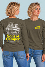 Camiseta manga larga Bulli Sons of Camper color Caqui, vista mujer