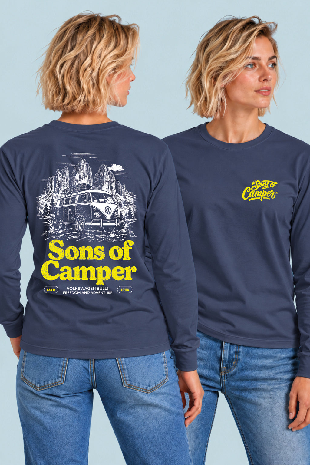 Camiseta manga larga Bulli Sons of Camper color Navy, vista mujer