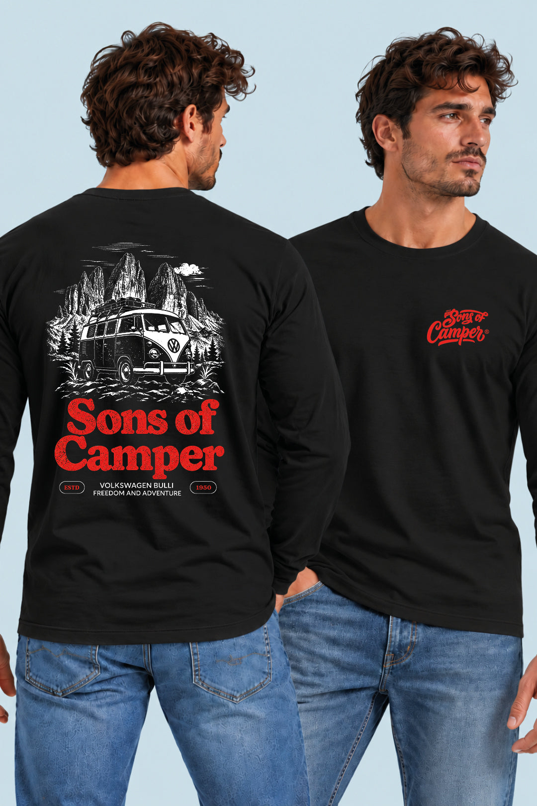 Camiseta manga larga Bulli Sons of Camper color Negro, vista hombre