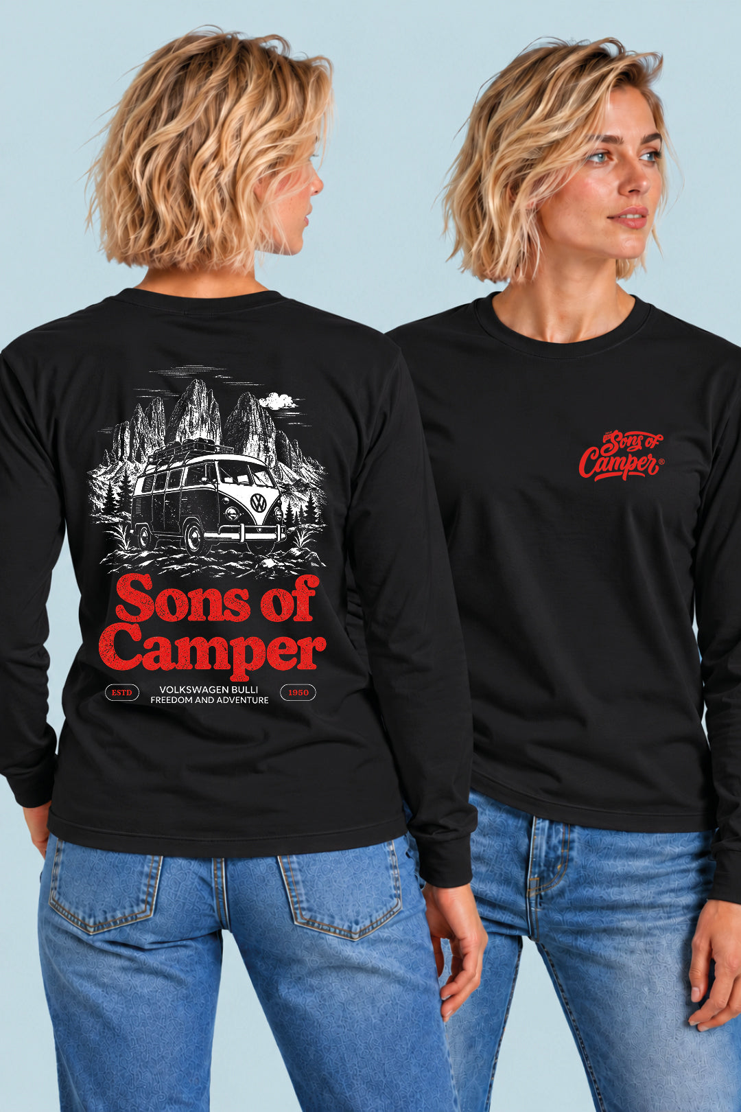 Camiseta manga larga Bulli Sons of Camper color Negro, vista mujer