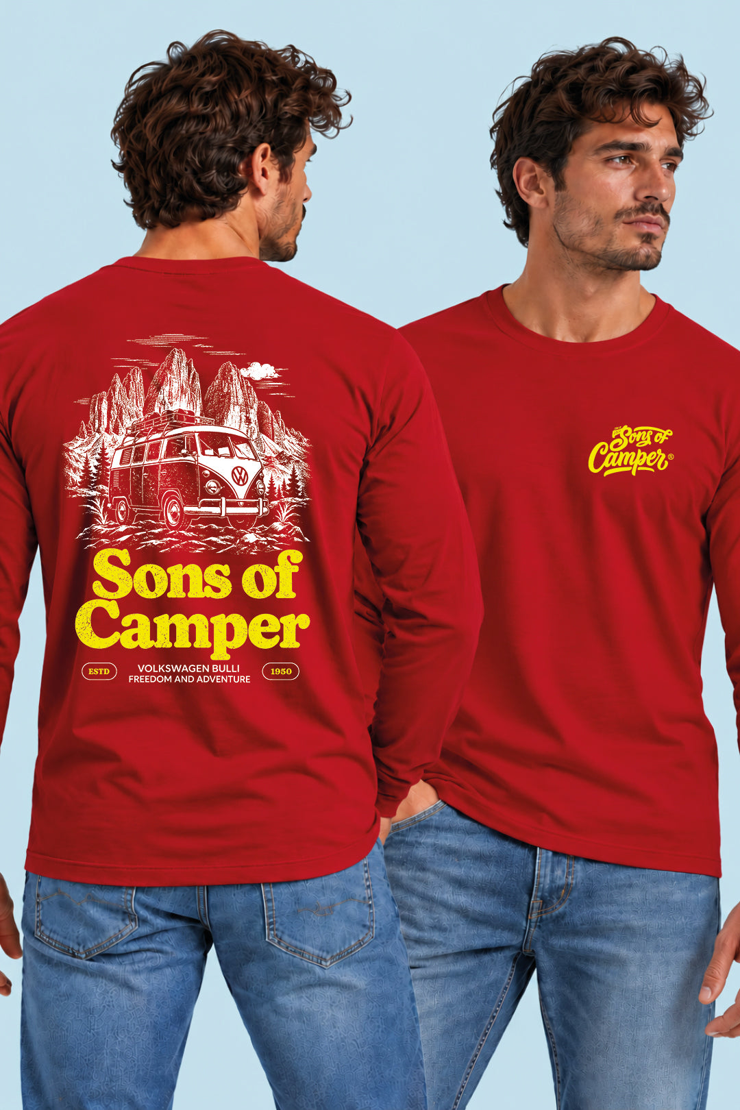 Camiseta manga larga Bulli Sons of Camper color Rojo, vista hombre
