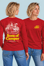 Camiseta manga larga Bulli Sons of Camper color Rojo, vista mujer