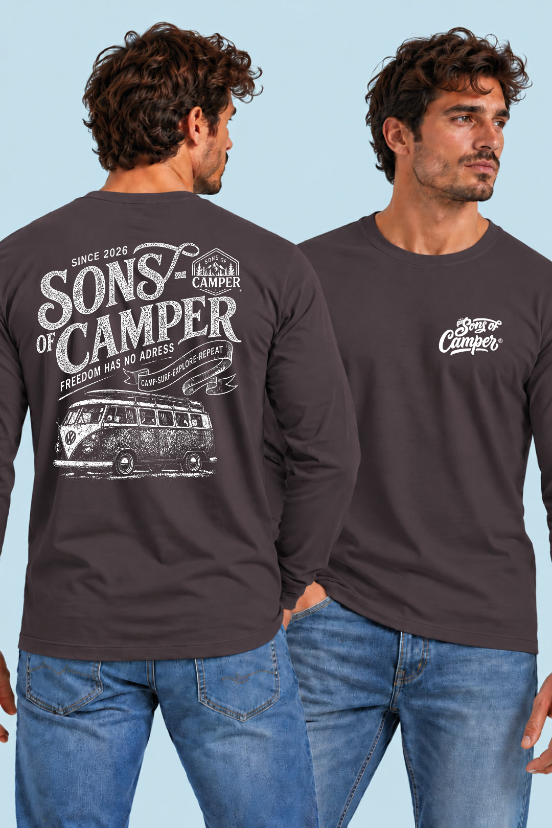 Camiseta manga larga Campsurf Sons of Camper color Antracita, vista hombre
