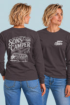 Camiseta manga larga Campsurf Sons of Camper color Antracita, vista mujer