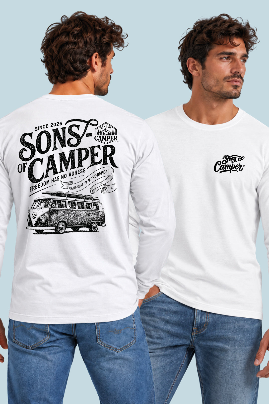 Camiseta manga larga Campsurf Sons of Camper color Blanco, vista hombre