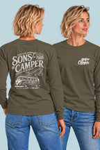 Camiseta manga larga Campsurf Sons of Camper color Caqui, vista mujer