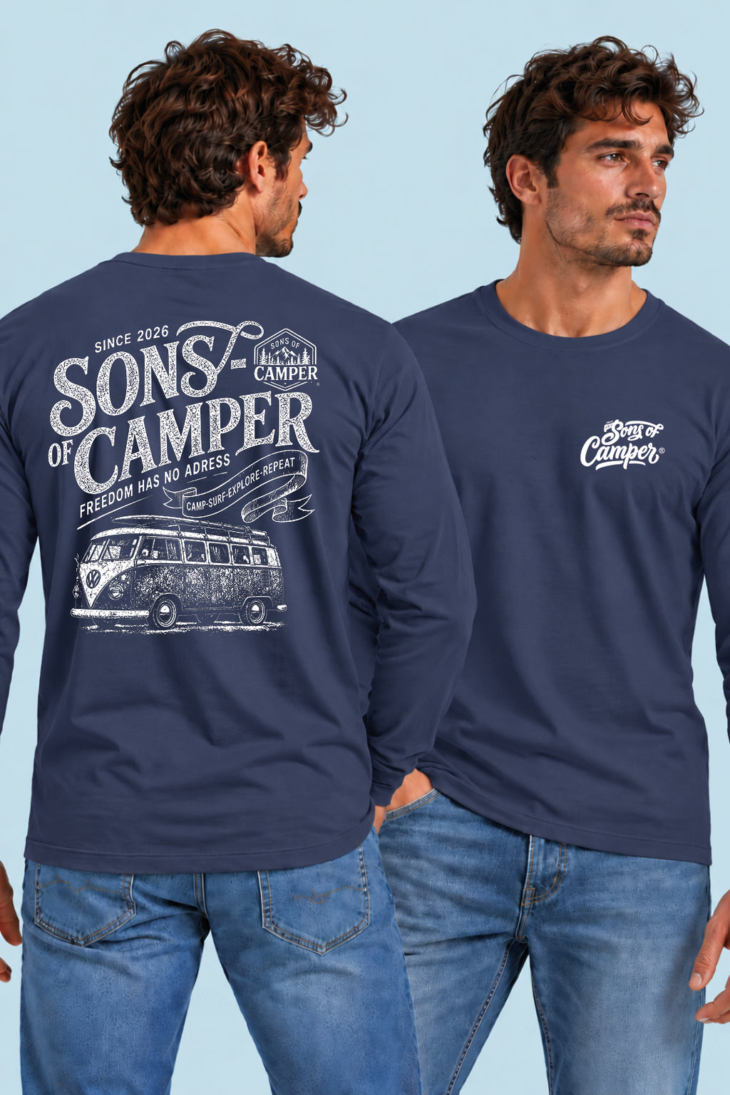 Camiseta manga larga Campsurf Sons of Camper color Navy, vista hombre
