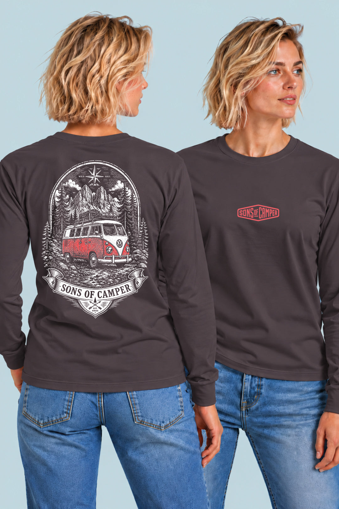Camiseta manga larga Dolomitas Sons of Camper color Antracita, vista mujer