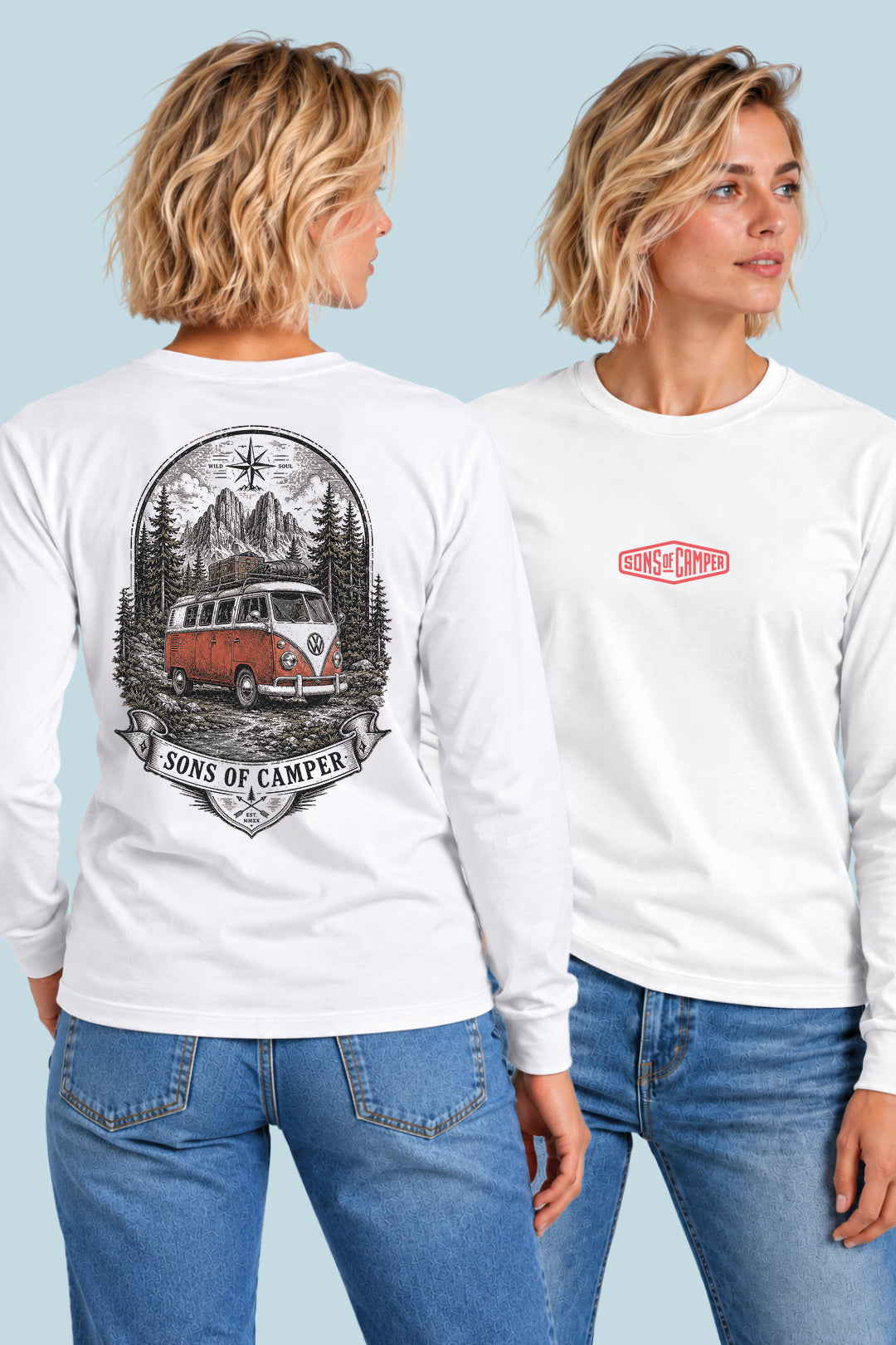 Camiseta manga larga Dolomitas Sons of Camper color Blanco, vista mujer