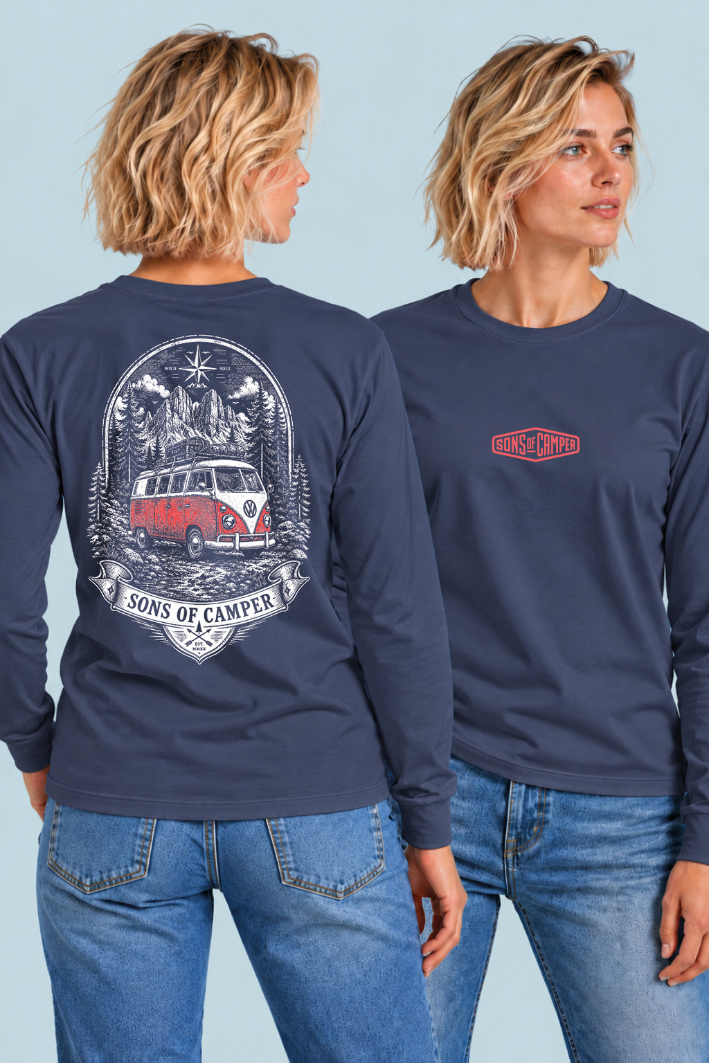 Camiseta manga larga Dolomitas Sons of Camper color Navy, vista mujer