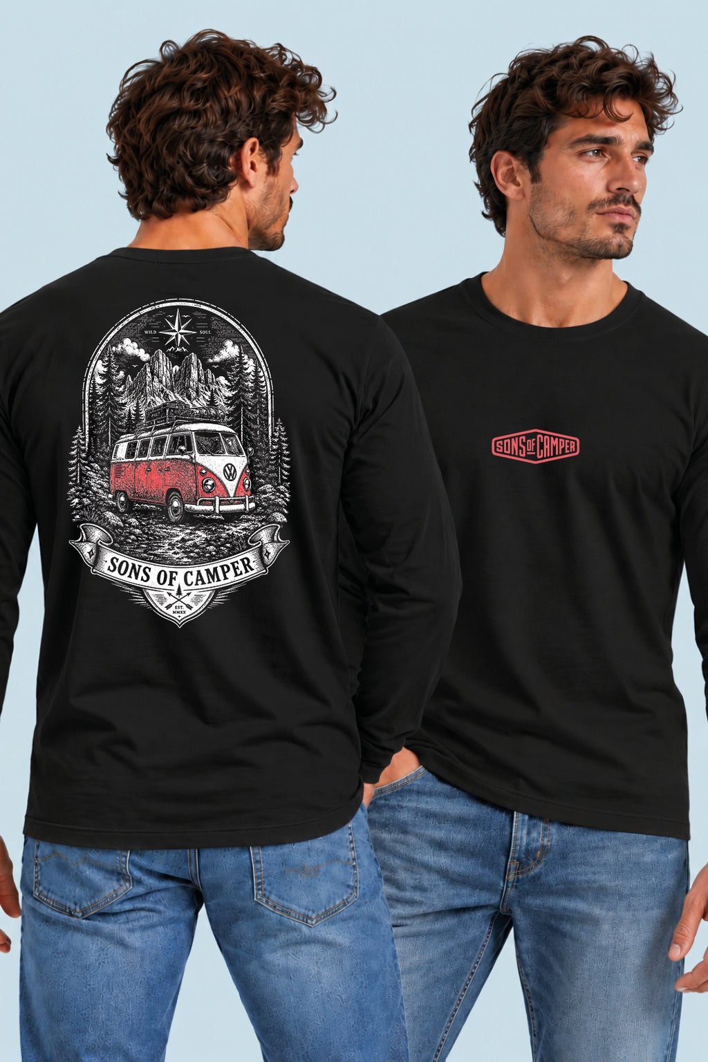Camiseta manga larga Dolomitas Sons of Camper color Negro, vista hombre