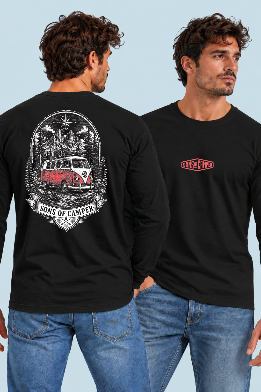 Camiseta manga larga Dolomitas Sons of Camper color Negro, vista hombre
