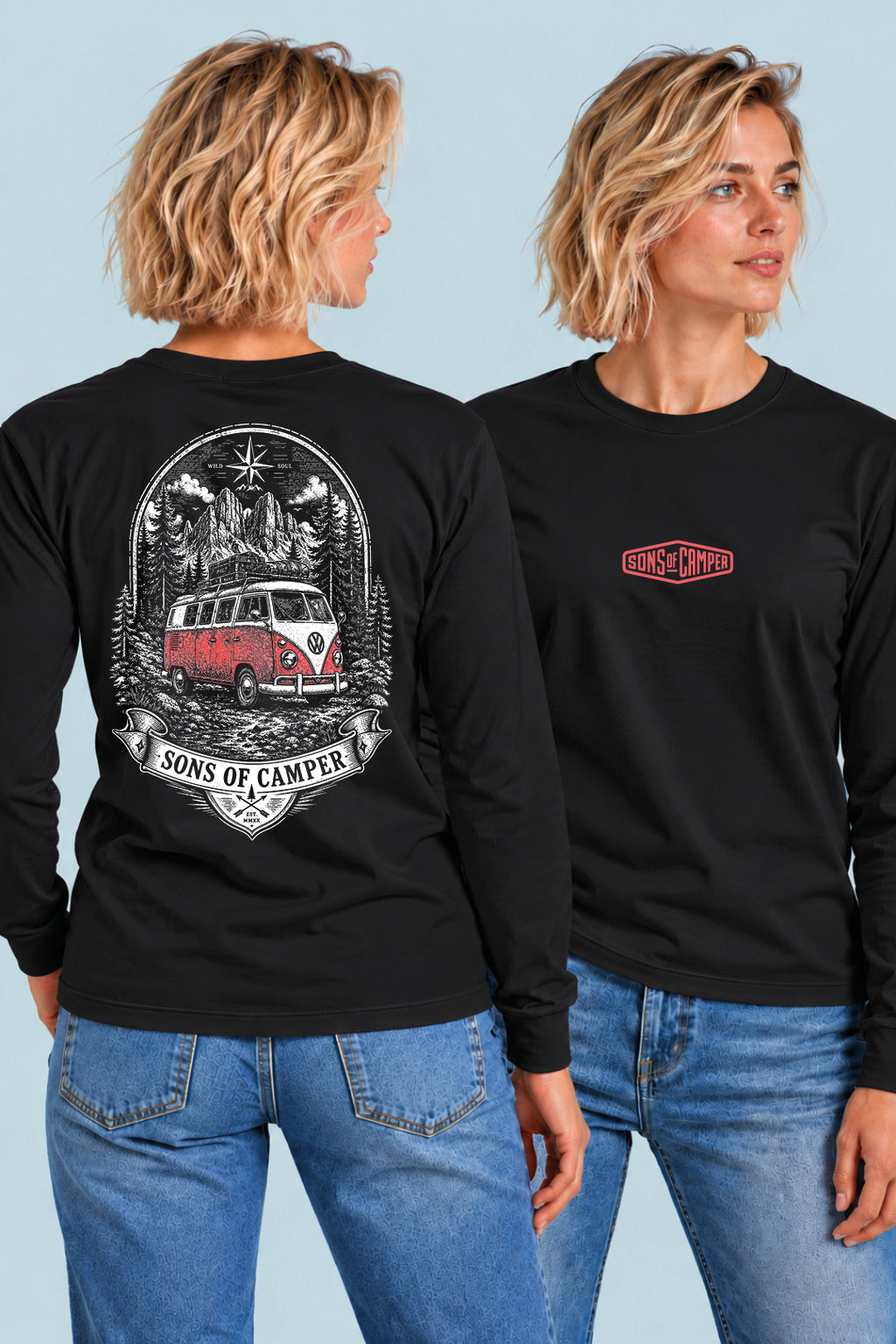 Camiseta manga larga Dolomitas Sons of Camper color Negro, vista mujer