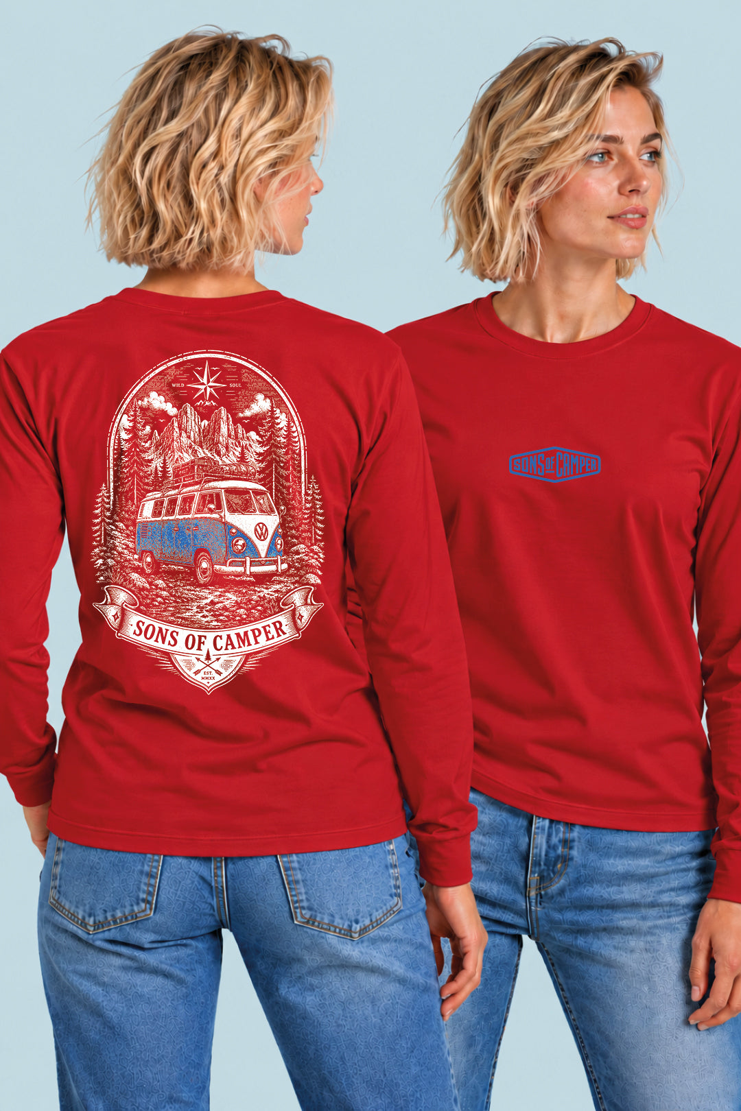Camiseta manga larga Dolomitas Sons of Camper color Rojo, vista mujer