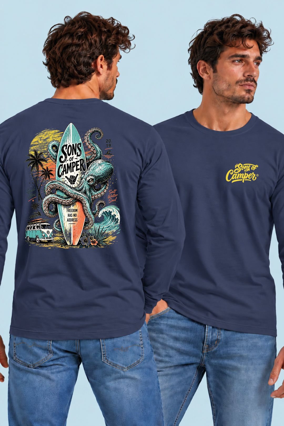 Camiseta manga larga Galicia Sons of Camper color Navy, vista hombre