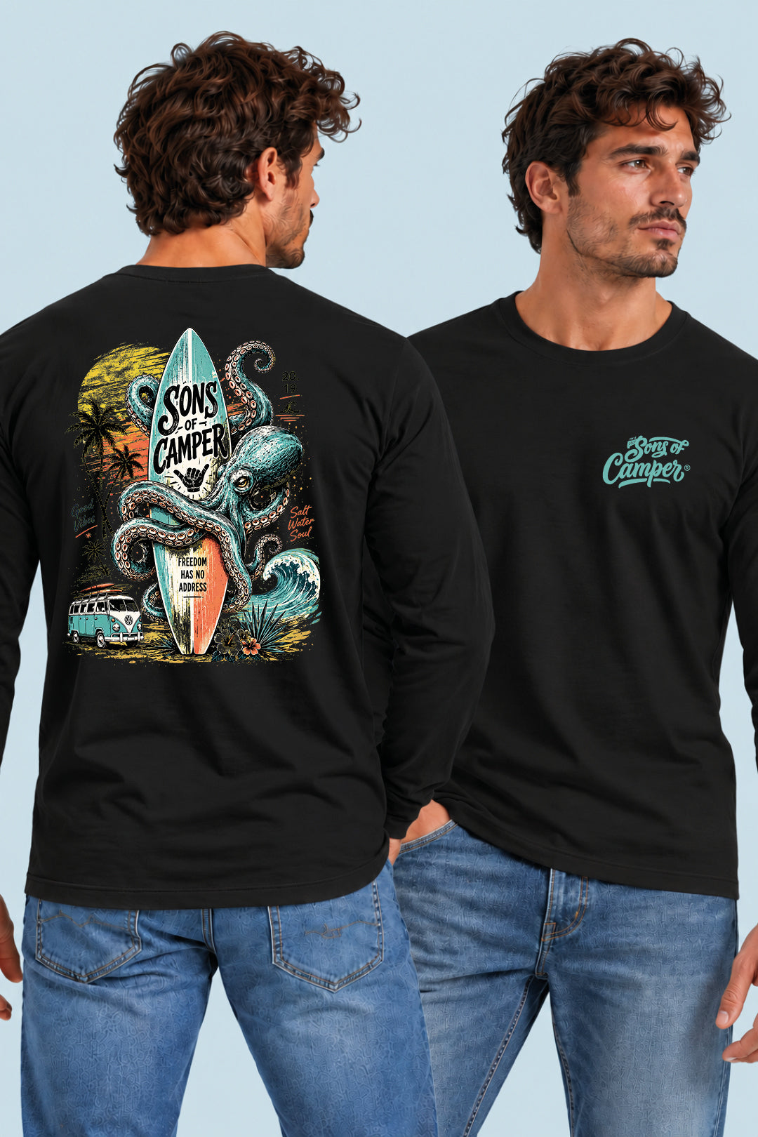 Camiseta manga larga Galicia Sons of Camper color Negro, vista hombre