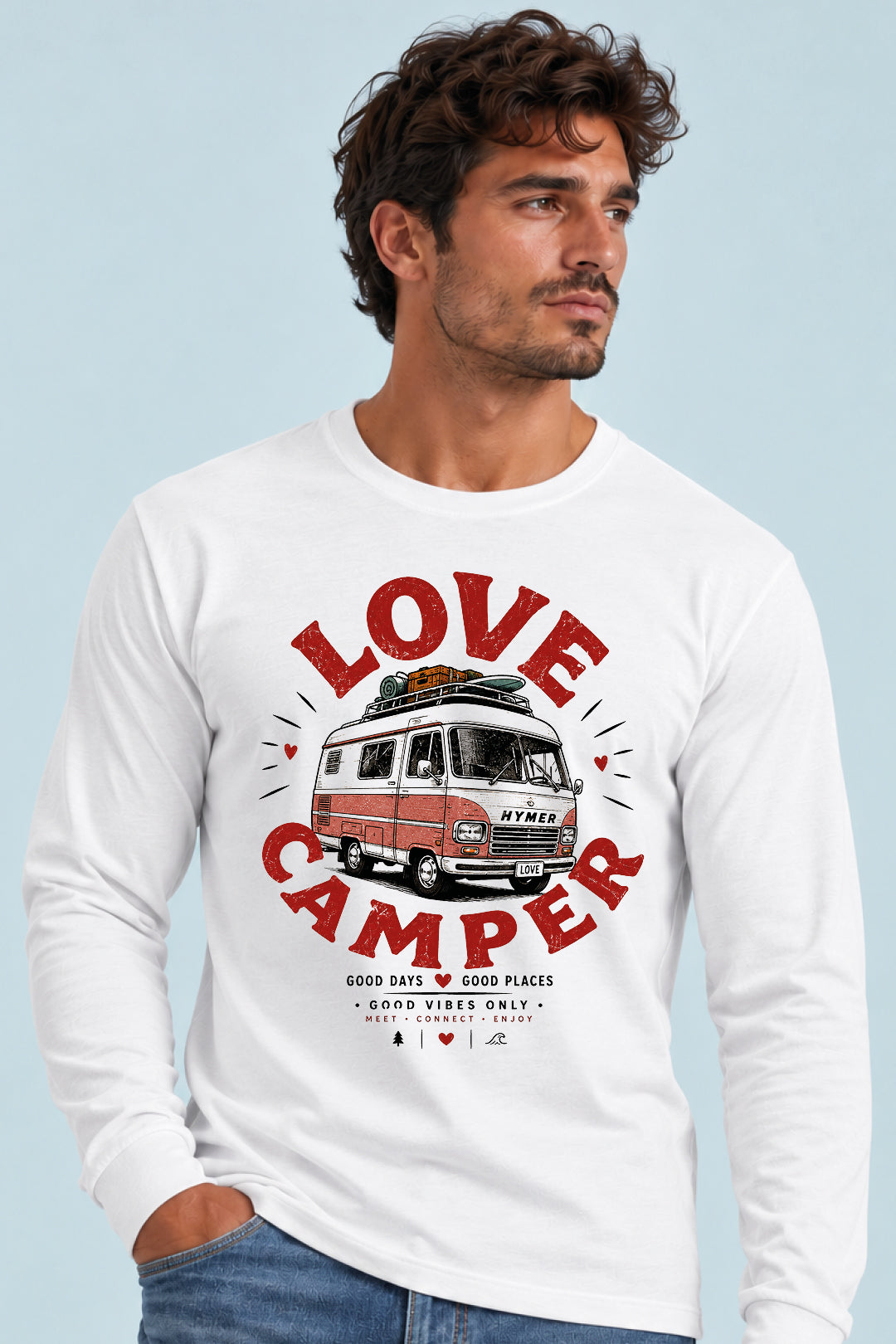 Camiseta manga larga Love Camper Hymer Classic Sons of Camper color Blanco, vista hombre