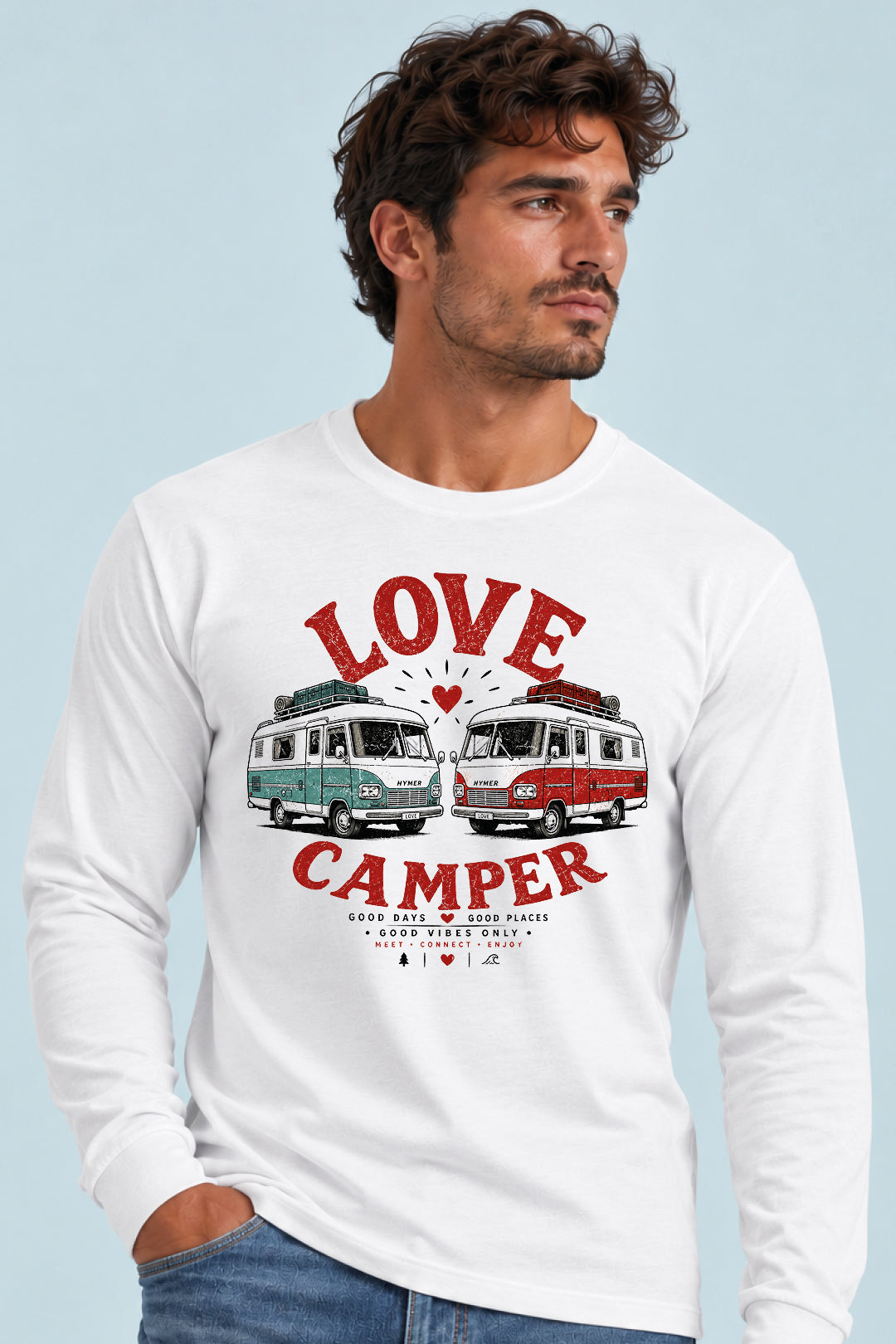 Camiseta manga larga Love Camper Hymer Dúo Sons of Camper color Blanco, vista hombre