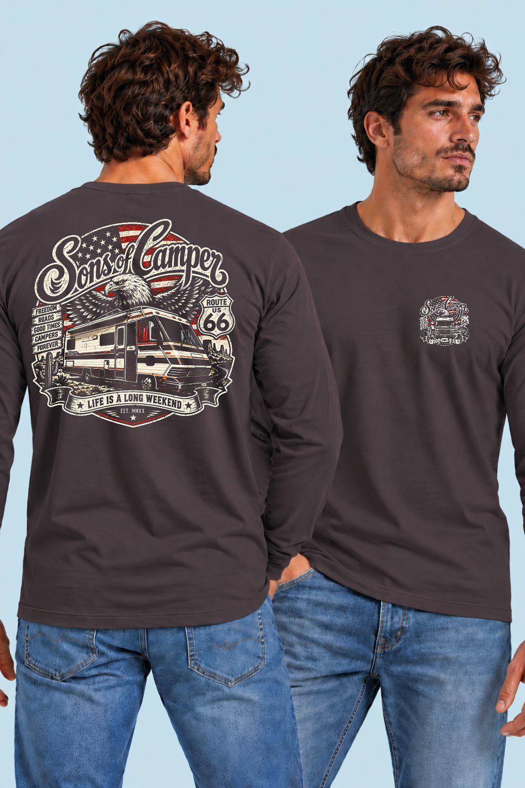 Camiseta manga larga Mario Sons of Camper color Antracita, vista hombre