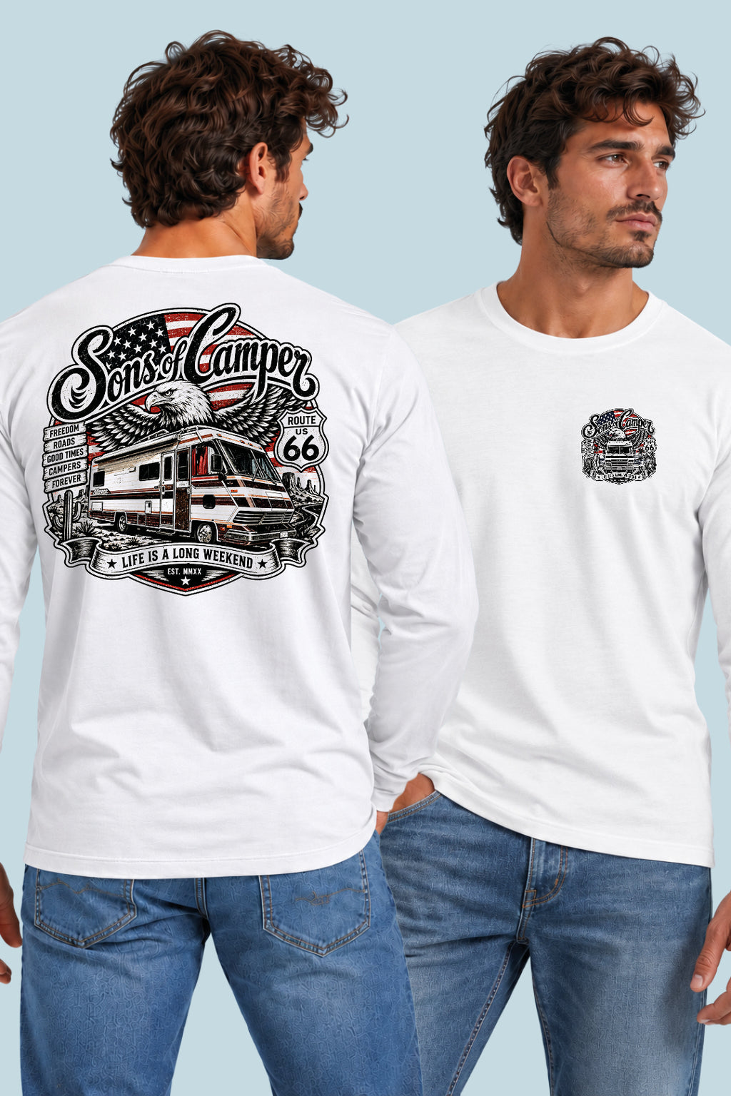 Camiseta manga larga Mario Sons of Camper color Blanco, vista hombre