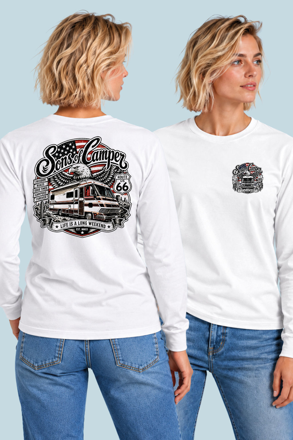 Camiseta manga larga Mario Sons of Camper color Blanco, vista mujer