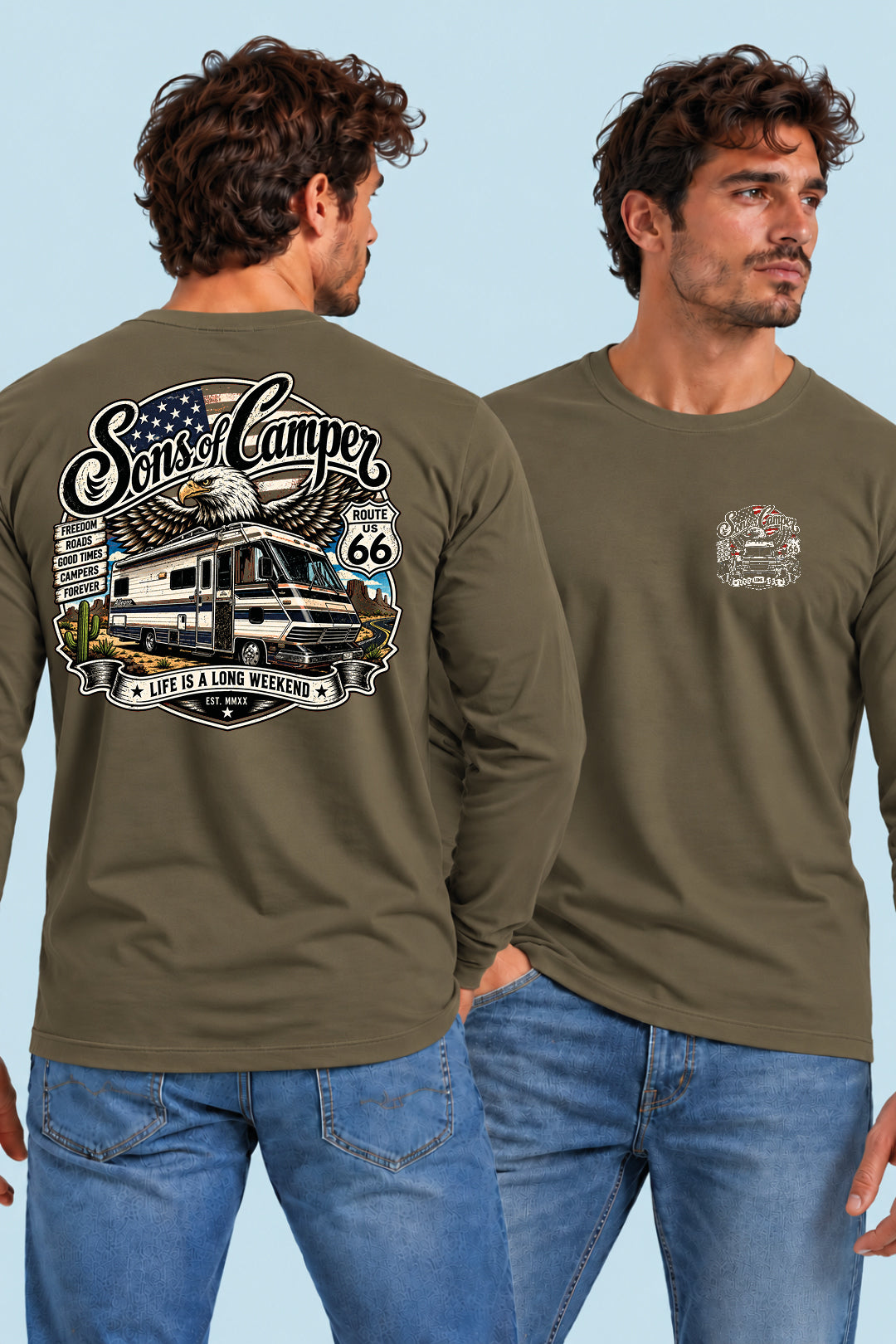 Camiseta manga larga Mario Sons of Camper color Caqui, vista hombre